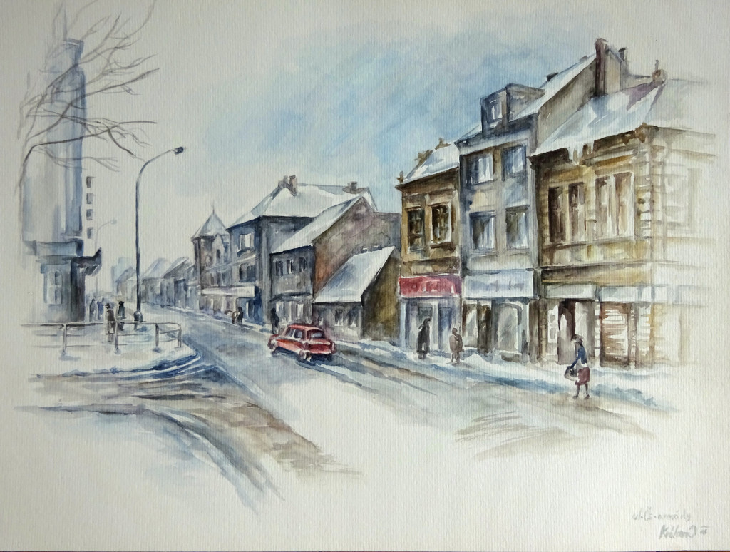 Zmizelé Kladno - akvarel