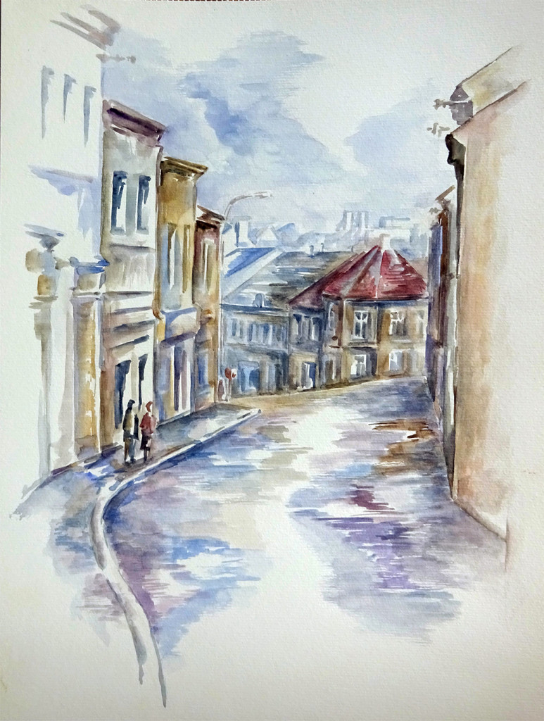 Zmizelé Kladno - akvarel